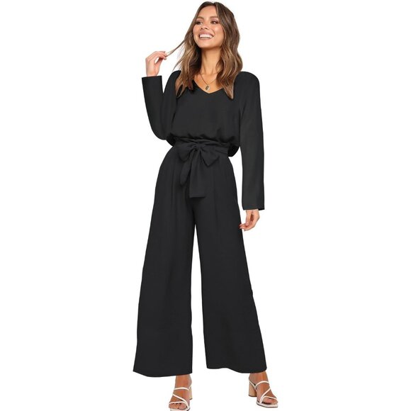 Women's 2 Piece Set Crop Pants V Neck Tops High Waisted Paper Bag Pants Casual - Picture 3 of 6